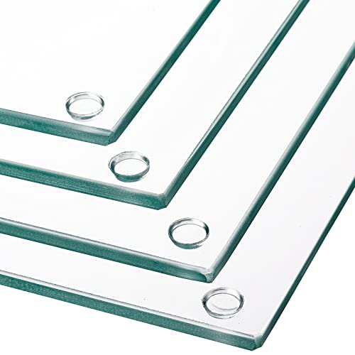 Hacaroa Set of 4 Tempered Glass Cutting Board, 10"x10" Small Square Chopping Board with Rubber Feet, Non-slip Placemat Tray for Kitchen Countertop, Shatter-Resistant, Clear