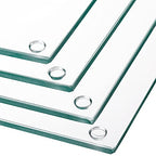 Hacaroa Set of 4 Tempered Glass Cutting Board, 10"x10" Small Square Chopping Board with Rubber Feet, Non-slip Placemat Tray for Kitchen Countertop, Shatter-Resistant, Clear
