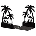 Peacoblue Metal Bookends for Shelves, Modern Decorative Heavy Duty Study Book Support Stoppers for Office, Desk, Shelf, Room 5.3"x4.3"x7.9" Cast Iron Simple Tall Bookends, 1 Pair (Beach and Palm) - style: Beach and Palm