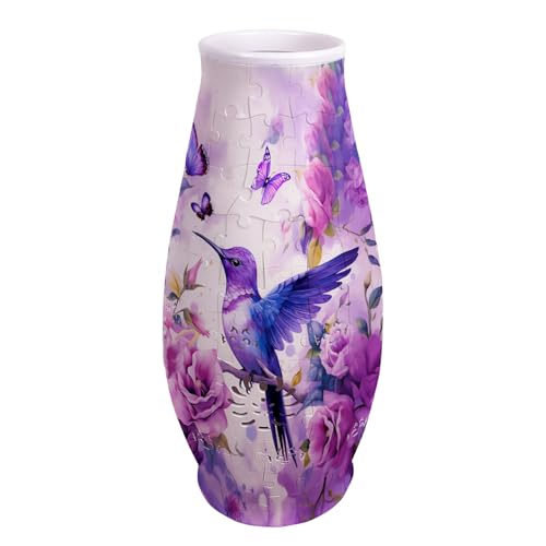 3D Puzzles Vase for Adults, LED 3D Puzzle Vase Hummingbird Flowers, Crafts for Adults DIY Home Decor Unique Gifts for Mom Mother's Day - color: Hummingbird Rose