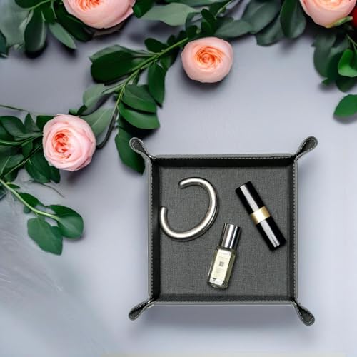 UnionBasic Small Valet Tray, Jewelry Tray for Rings Watches Earrings, Entryway Catchall Caddy for Coins Keys Change, Nightstand Bedside Valet Holder, Trays for Electronic Gadgets, Barry Grey - color: Barry Grey, size: 5.4" x 5.4" x 1.6"