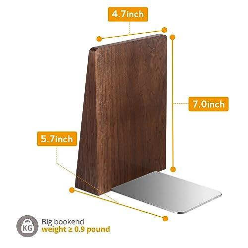 DRELIFAM Walnut Book Ends Heavy Duty Handmade Book Ends for Shelves Decorative Bookends to Hold Heavy Books (Black Walnut Wood Large) - color: Walnut Wood Large
