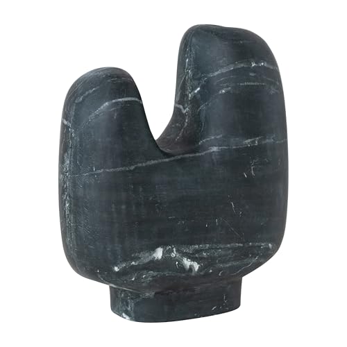 Bloomingville Marble Organic Shaped Footed Vase, Black - size: 7"L x 8"H