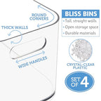 STORi Bliss 10" x 6" Open Clear Pantry Organizer Bin, Set of 4, Plastic Containers with Handle for Kitchen, Fridge, Cabinet, Closet, Bathroom, Undersink Storage Made in USA - style: Set of 4