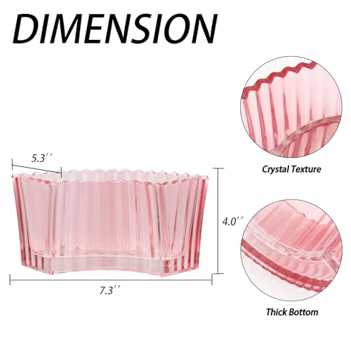 MCMCNCUIU Crystal Vases for Centerpieces, Flower Vases for Wedding Centerpieces, Pink Glass Vase for Flowers, Curve Small Vase for Living Room, Bedroom, Kitchen, Dining Table, Set of 2 - color: Pink