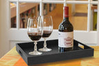 HofferRuffer Rectangle Serving Tray with Hole Handles for Coffee Table, Breakfast, Tea, Food, Butler - Countertop, Kitchen, Vanity Serve Tray, 16.2 x 12.2 x 2 inches, Faux Leather (Black Croco) - color: Black Croco, size: 16.2" x 12.2" x 2"