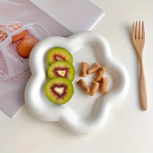 Small Ring Holder Dish, Ceramic Jewelry Dish Tray, Flower Shape Jewelry Tray for Women, Room Decor Aesthetic Trinket Dish, Wedding Engagement Jewelry Plate Bowl for Earrings Keys Perfume Gift