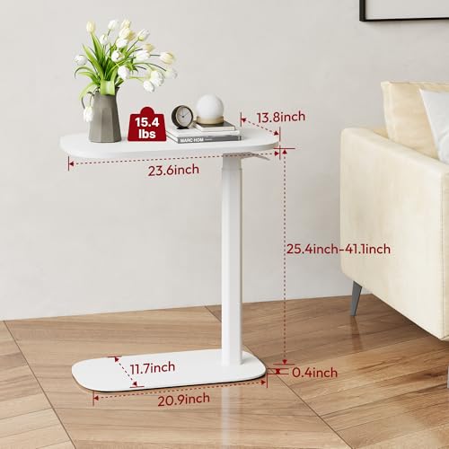 SANODESK Adjustable Overbed Bedside Table Pneumatic Adjustable Height Laptop Computer Standing Desk Cart with Tray, Hospital and Home Use(23.6" W x 13.8" D,White) - color: White, size: Xsmall