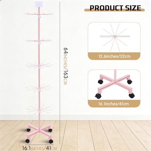 Ripeng 2 Pcs 5-tier Rotating Retail Display Stand Display Rack for Earring Keychains Jewelry Vendor Events and Stores Movable Adjustable Shop Spinner Pink Ornament Holder - color: Pink, size: 5 Tier