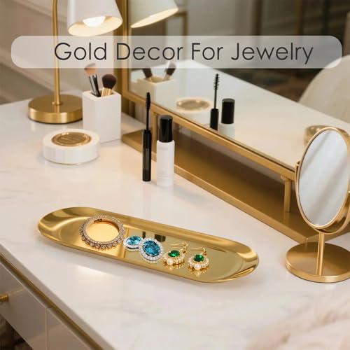 Stainless Steel Perfume Tray, Gold, 10" - 2 Pack - color: Gold, size: 10"