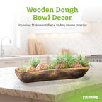 FANDOS Wooden Dough Bowl for Decor - 17¾ in Long Hand Carved Paulownia, Large Rustic Decorative Bowl for Home Table Centerpiece, Keys, Entryway Table, Catchall Tray & Wooden Dining Room Centerpiece