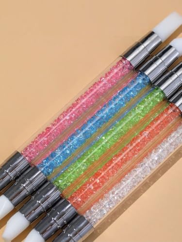 FULINJOY 5pcs Nail Sculpture Pen - Dual Tipped Silicone Nail Tools, Acrylic Pen & Brushes for Resin, Design Tools for Foil Carving & Drawing Effects - size: 5 Sculpture Pens
