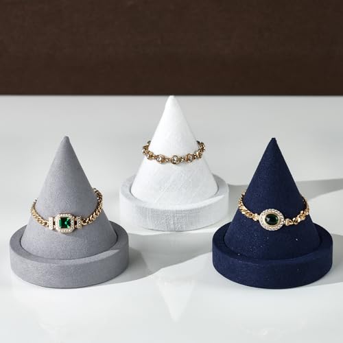 Microfiber Single Bracelet Bangle Display Stand Jewelry Bracelet Bangle Cone Display for Selling(Blue) - color: Blue