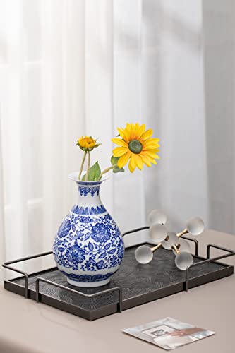 Blue Porcelain Vase, Blue and White Ginger Jar, Handmade Chinoiserie Vase, 8.7'' H - size: Blue 8.7"H