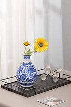 Blue Porcelain Vase, Blue and White Ginger Jar, Handmade Chinoiserie Vase, 8.7'' H - size: Blue 8.7"H