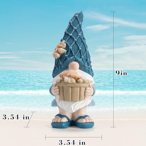 Etlemonde Beach Gnomes Statues,Ocean Gnomes,Nautical Themes Decoration,Beach, Gnome Holding a Bucket - color: Conch
