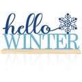 COCHIE Metal Hello Winter Sign, Snowflake Table Centerpieces Decorations for Home, Office, Shelf, Mantel, Indoor, Navy Blue Party Decor Supplies (Winter) - style: Winter