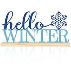 COCHIE Metal Hello Winter Sign, Snowflake Table Centerpieces Decorations for Home, Office, Shelf, Mantel, Indoor, Navy Blue Party Decor Supplies (Winter) - style: Winter