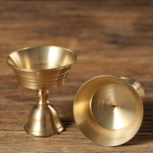 1PC Candle Holders Copper Butter Lamp Holder Long Lamp Candlestick Put Candle Copper Cup Home Decor - size: Small