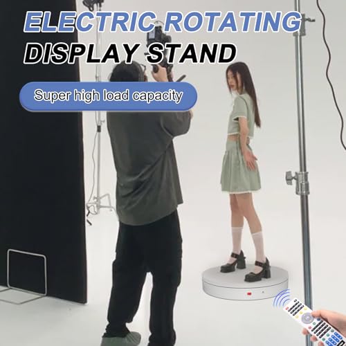 Remote-Controlled Motorized Turntable,Heavy Duty Motorized Rotating Display Stand,Speed-Adjustable Rotating Platform,Multi-Mode Photography Turntable for 3D Scan,Showcase(15.8in/White) - size: 15.8inch/White/500Lbs Load