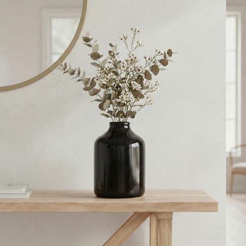 Sunddo Black Ceramic Vase, 8 Inch Large Modern Vases Home Decor - Minimalist Decorative Vase for Centerpieces, Living Room, Easter Table, Bathroom Decorations, Outdoor, Coffee Table Decor - color: Black, size: 8 inch