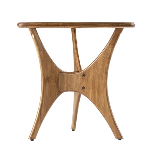COZAYH Modern Triangle Wood End Table with Cross-Leg Rubberwood Base, Mid-Century Small Accent Side Table for Living Room, Easy Assembly, Natural, Brown