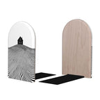 Simple House Silhouette Line Minimalist Bookends for Shelves 2 Pcs Wooden Book Stopper Organizer for Home Office Libraries