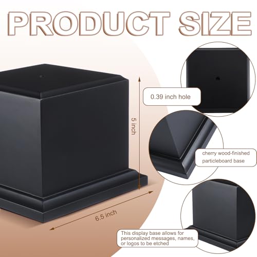Chunful Wood Base Trophy Base DIY Square Stand Blank for Trophies Awards Trophies Figurines Cups Display Stand - color: Black, size: 6.5" X 6.5" X 5"