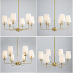 6-Light Brushed Gold Pendant Chandelier with Fabric Shades, E12 Base - Farmhouse & Industrial Style for Kitchen, Living Room, Dining Room, or Bedroom Lighting - color: 6 Light+Brushed Gold