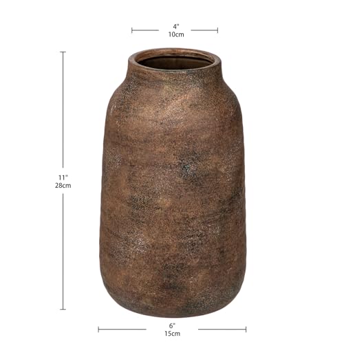 Briful Ceramic Flowers Vase Home Decor, Kitchen Dining Farmhouse Table Vases, Rustic Vintage Living Room Bathroom Bedroom Decorations for Office Coffee Desk Fireplace Shelf Mantel (11” Tall, Brown) - color: Brown, size: 11 Inch
