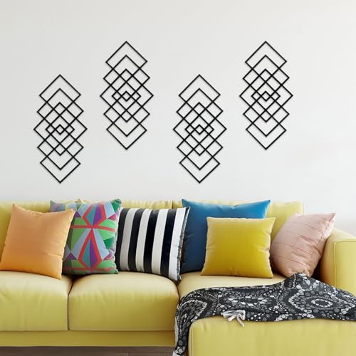 DUOOLN Large 2Pcs Abstract Metal Wall Art Decor, Black Modern Geometric Hanging Sign, Minimalist Single Line Décor Sculptures, Living Room Bedroom Bathroom Office Farmhouse Decoration-17.32 x 9.6 in - color: Black - Geometry 2 pcs, size: 17.32 x 9.6 in /4