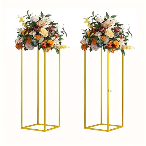 31.5inch 2 pcs Column Vases Gold Centerpieces for Table Metal Flower Stand Gold Wedding Centerpieces for Tables Party Floral Stands for Flowers - size: 31.5 Inches - 2 pcs