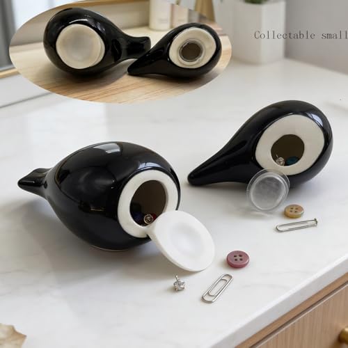 Two-Piece Set of Parent-Child Bird Statues, Modern Home Decor, with Removable Storage Holes, Suitable for bedrooms, Living Rooms, Offices, and Fireplace Mantel Decorations. (Black) - color: Black