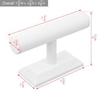 MOOCA T-Bar Deluxe Wooden Bracelet Holder Display, Watch Hoder, Bracelet Display Stand, Jewelry Stand Organizer, White Leatherette - color: White Faux Leather