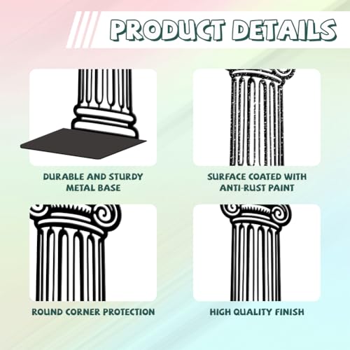 Peacoblue Metal Bookends for Shelves, Modern Decorative Heavy Duty Study Book Ends Stoppers for Office, Desk, Shelf, Room 5.3"x4.3"x7.9" Cast Iron Simple Tall Bookends 1 Pair (Roman Columns) - style: Roman Columns