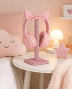 Luxury Rhinestone Headphone Stand – Cute Crystal Headset Holder for Gamer Girl Desk Setup – Bling Kawaii Desk Accessories with Soft Headrest – Aesthetic Gift for Daughter & Girlfriend (Pink) - color: Pink Sparkle