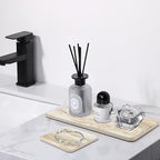 Set of 4 Drying Stone for Kitchen Counter Soap Tray Ceramic Bathroom Sink Trays Hand Soap Dish Stone Quick Dry Mat Toothbrush Sponge Holder Kitchen Sink Caddy Diatomite Coaster Bathroom Trays - color: Stone