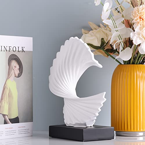 White Wave Sculpture, Modern Ocean Wave Home Accents, Resin Art Statue for Shelf, Coffee Table, TV Stand Adornos Modernos - color: White
