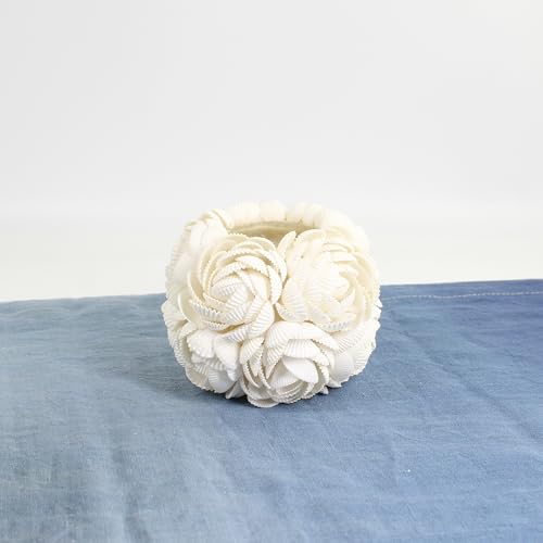 Handmade Seashell Rose Candle Holder, Natural White Shell Tealight & Votive Holder, Coastal Beach House Decor, 2 Sizes (Small (3.5 in Diameter)) - size: Small (3.5 in diameter)
