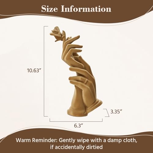 Romantic Couple Statue with Rose, Modern Love Figurine for Home Decor, Symbol of Love & Commitment, Anniversary Wedding Gift for Couples, Bedroom Living Room Shelf Decoration (Brown) - color: Hand Rose-brown