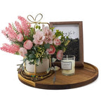 11.5 Inches Round Acacia Wood Tray, Decorative Serving Tray for Home Decor, Coffee Table, Kitchen, Dining Room, Candle Tray, Appetizer Board