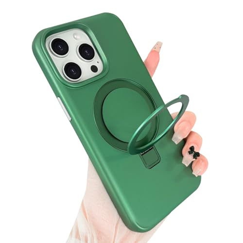 ankofave for iPhone 15 Pro Max Case with Magnetic Invisible Stand, Matte Luxury Metallic Luster, 3.0 mm Thick Protection Hard PC Scratch-Resistant Phone Case for iPhone 15 Pro Max 6.7", Green - color: Green, size: iPhone 15 Pro Max