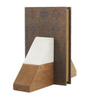 Deco 79 Mango Wood Geometric Decorative Bookends Triangle 3 lbs Non Skid Bookends with White Marble Tops, Set of 2 Office Bookends4 W, 5" H, Brown - size: 4"W, 5"H
