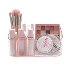 SUNFICON Makeup Holder Tray Organizer Cosmetic Display Case Tabletop Desktop Vanity Countertop Bathroom Wall Cabinet Medicine Storage Box 9 Dividers 2 Removable for Womens Ladies Girls Crystal Pink - color: Pink