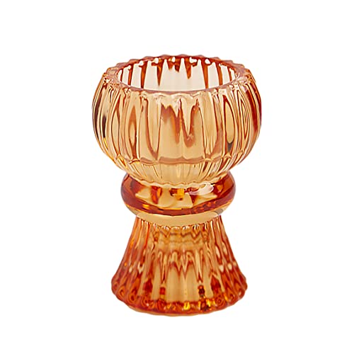 Talking Tables Small Orange Glass Candle Holder for Candlesticks or Tea Lights | Decorative Table Decorations Indoor Outdoor Dining, Halloween Party Decorations, Home Decor, Boho-ORG-SMLCNDLHOLD - color: Orange, size: Small