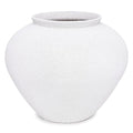 Rustic Rough-Textured Ceramic Vase, Handcrafted Texture Decorative Accent, White, 11.5" Wide x 9.75" Tall