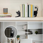 Geelin Stretching Black Cat Metal Bookends Set of 2 Styles Book Ends for Shelves Decorative Bookshelf Home Office Desk Bookshelf Decor Gift for Cat Lovers and Reading Enthusiasts - style: Stretching Cat