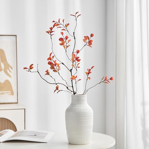 Modern White Ceramic Vase, Boho Flower Vases for Decor, 5.1" W x 8.7" H Modern Vase with Textured Pattern Table Centerpiece for Living Room Office Bedroom (White Vase)