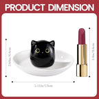 PUDDING CABIN Cat Lover Gifts for Women, Black Cat Ring Holder Dish for Jewelry Rings Earrings Necklace Watch Keys, Birthday Christmas Engagement Wedding Gifts - style: Black Kitty