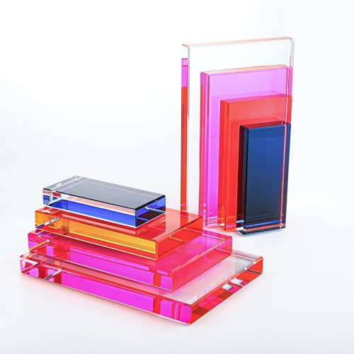 6Lbs Heavy Crystal Bookends Square Geometric Crystal Bookends Decorative Bookends for Shelves Stylish Book Stoppers for Heavy-Duty Use Non Skid Sturdy(1 Pair,Colorful) - color: Square